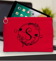 BK Gift Kişiye Özel Harfli Tablet Çantası 30x21cm(12 Renk Seçeneği), Ipad Çantası, Baskılı Tablet Kılıfı (Kırmızı)