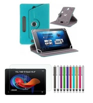 TCL TAB 10 Gen2  10.4" Uyumlu Standlı Tablet Kılıfı + Kırılmaz Ekran Koruyucu+ Dokunmatik Kalem (Turkuaz)