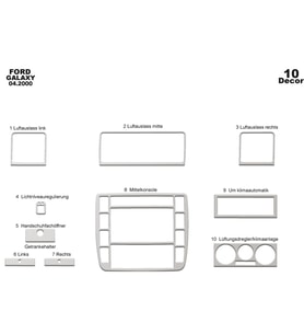 Meriç® Ford Galaxy Ön Torpido Kaplama Maun 10 Parça 2000-2009 (Alüminyum)