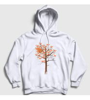 Presmono Unisex Beyaz Tree Leaves Fox Tilki Kapüşonlu Sweatshirt 368243tt (Beyaz)