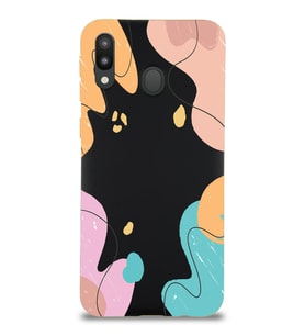 PrintiFy Samsung Galaxy M20 Uyumlu Lansman Kılıf Karışık Renkler Tasarımlı İçi Kadife Kapak (Siyah)