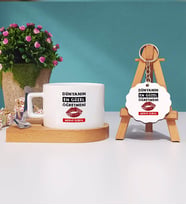 Dünyanın En Güzel Öğretmeni Kupa Bardak ve Anahtarlık (Beyaz-Gri)