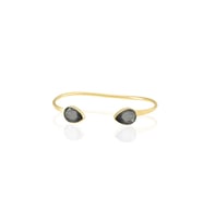 Kadir Jewellery 22 Ayar Altın Kaplama El İşçiliği Zirkon Taşlı Kadın Charm Bileklik (Siyah)