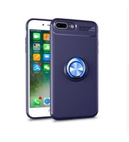 Uyumlu Model Apple iPhone 7 Plus Kılıf Yüzüklü Magnetli Ravel Case (Mavi)