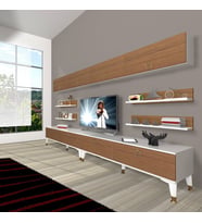 Decoraktiv Eko 360Y Mdf Gold Tv Ünitesi Tv Sehpası (Beyaz - Ceviz)