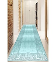 Dijital Baskılı Kaymaz Taban Yıkanabilir Modern Yolluk Ve Koridor Halısı NDU-HT-349 (Turkuaz)