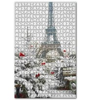 Cakapuzzle Eyfel Kulesi ve Karlı Ağaçlar Puzzle Yapboz MDF (Ahşap) (500 Parça)