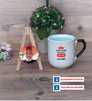 Dayıya Hediye Kupa Bardak Beyaz ve Fotoğraflı Ahşap Anahtarlık HediyeDayıya Doğum Günü Hediyesi (Model 10)