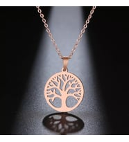 Kişiye Özel 925 Ayar Gümüş Minimal Hayat Ağacı Kolye (Rose)
