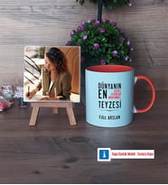 Teyzeye Hediye Fotoğraflı Dekoratif Taş, Kupa Bardak Beyaz Hediye (Model 13)