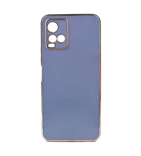 Vivo Y33S Kılıf Zore Bark Kenarları Altın Renk Kılıf (Açık Mavi)