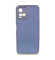 Vivo Y33S Kılıf Zore Bark Kenarları Altın Renk Kılıf (Açık Mavi)