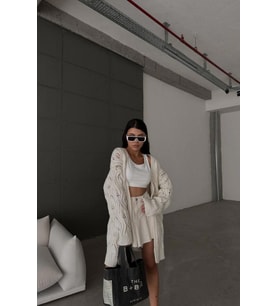 BADU KADIN GİYİM HIRKA CARDİGAN (Beyaz)