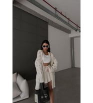 BADU KADIN GİYİM HIRKA CARDİGAN (Beyaz)