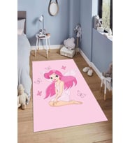 Dijital Baskılı Kaymaz Taban Yıkanabilir Kolay Temizlenir Modern Çocuk Odası Halısı NDÇ-HP-658 (Pembe)