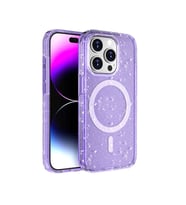 iPhone 15 Pro Kılıf Magsafe Şarj Özellikli Parlayan Simli Saydam Renkli Allstar Kılıf (Mor)