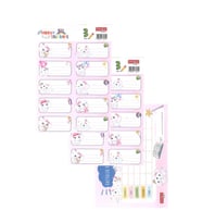 Okul Etiketi Kız Modeli 10 lu 2 Yaprak Ders Programlı 1 Paket Defter Kitap Etiketi Desenli Renkli Etiket (Mavi)