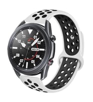 ​​Amazfit Pace GTR 2 2E Lite 47mm Kordon Delikli Spor Kordon (Beyaz-Siyah)