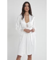 Pierre Cardin  Saten Dantelli Gecelik ve Sabahlık Takımı - 4265 (Ekru)