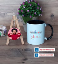 Psikiyatrist Kupa Bardak Beyaz ve Fotoğraflı Ahşap Anahtarlık Hediye (Model 11)