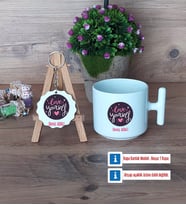 Love Yourself Kupa Bardak Kırmızı ve Ahşap Anahtarlık Hediye (Model 11)