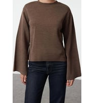 Stil Modern Kadın Regular Standart Kol Bisiklet Yaka Basic Triko Kazak (Vizon)