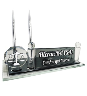 Sentez Hakim Savcı Masaüstü İsimlik Hukuk Bürosu Avukat Masa İsimliği (Gümüş)