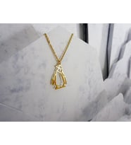 Kişiye Özel 925 Ayar Gümüş Origami Penguen Kolye (Gold)