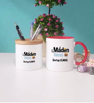 Maden Mühendisi Kupa Bardak Lacivert ve Kalemlik (Model 8)
