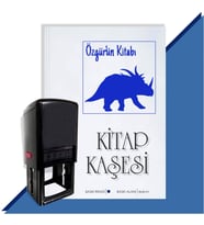 Kişiye Özel  Dinazor Silüeti 2  Kitap Kaşesi (Mavi)