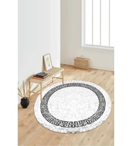 Dijital Baskılı Kaymaz Taban Yıkanabilir Yuvarlak Salon Halısı Koridor Halısı Paspas NDY-SD-1077 (Gri)