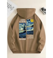 Vangogh Baskılı Oversize Sweatshirt (Bej)