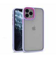 Uyumlu Model Apple iPhone 11 Pro Kılıf Kamera Nikelaj Kenar Renkli Kapak (Lila)