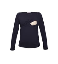 LuvmaBelly 2701-2708 Pamuklu Uzun Kollu Lohusa Emzirme T-Shirt (Lacivert)