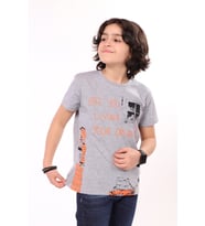 Toontoy Erkek Çocuk Baskılı Tişört ( Gri-Melanj)