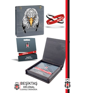 Beşiktaş Orijinal Lisanslı 3'lü BJK Silikon Bileklik Hediyelik Ahşap Kutulu (Çok Renkli)