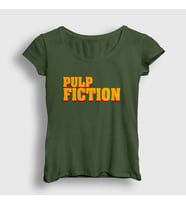 Presmono Kadın Beyaz Logo Film Pulp Fiction T-Shirt 248579tt (Haki)
