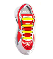 Young Laces Yeni Nesil Silikon Ayakkabı Bağcığı 14 Adetli Set Bağcık Bağlamaktan Kurtarır TA007 (Sarı-Kırmızı)