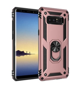 Samsung Galaxy Note 8 Uyumlu Kılıf Standlı Manyetik Yüzüklü Military Magnetic Ring Polycarbonate and TPU Case (Pudra)