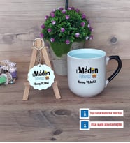 Maden Mühendisi Kupa Bardak Kırmızı ve Ahşap Anahtarlık Hediye (Model 9)