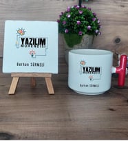 Yazılım Mühendisi Hediye Seti Kupa Bardak T Kulplu ve Dekoratif Taş Mühendisler Günü Hediyesi (Model 1)