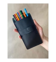 ALESTA LEATHER İsme Özel El Yapımı Hakiki Deri Kalemlik (Siyah)
