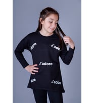 Toontoy Kız Çocuk Jadore Baskılı Tişört (Siyah)