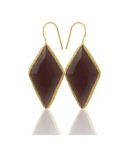 Kadir Jewellery 22 Ayar Altın Kaplama Vintage Küpe -El İşçiliği Ve Hipoalerjenik Küpe (Bordo)