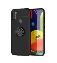 Samsung Galaxy M11 Kılıf Yüzüklü Magnetli Ravel Case (Siyah)