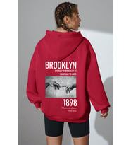 Fermuarlı Kapüşonlu Unisex Sweatshirt (Kırmızı)