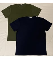 Erkek Slim Fit Dar Kesim Bisiklet Yaka Kısa Kol Pamuklu 2'li Tişört Paketi (Yeşil-Lacivert)