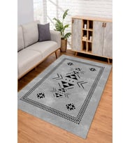 Dijital Kaymaz Taban Yıkanabilir Renkli Salon Halısı Mutfak Halısı Yolluk ND-SD-858 (Gri)