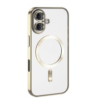 iPhone 16 Plus Kılıf Kamera Korumalı Magsafe Parlak Luxury Kılıf (Gold)