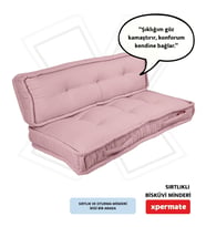 XPERMATE Bisküvi Minder Petek Önü Palet Üstü Minderi Fransız Minder Bank ve Bahçe Minderi 60X120x14 cm (Pembe)